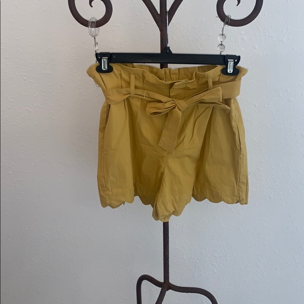 Aaron & Amber gold high waisted shorts